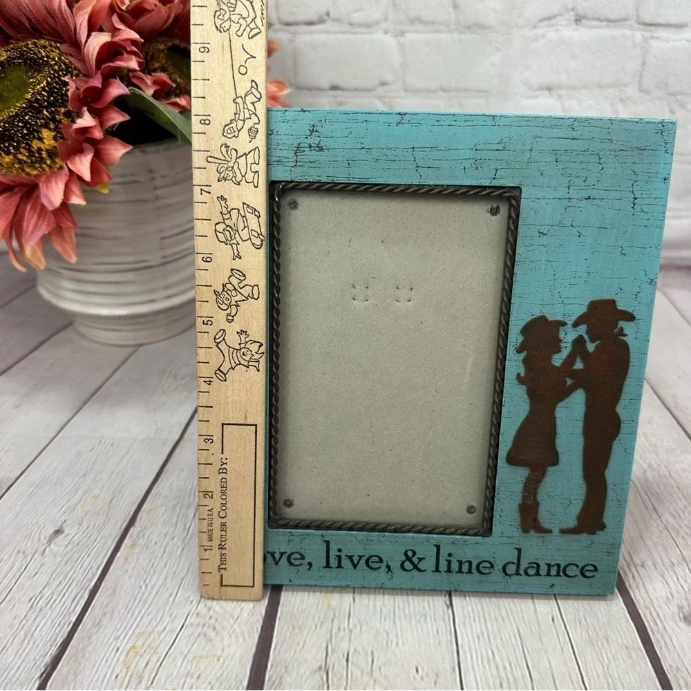 Rustic turquoise Blue Picture Frame with western cowgirl cowboy Design